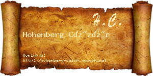 Hohenberg Cézár névjegykártya